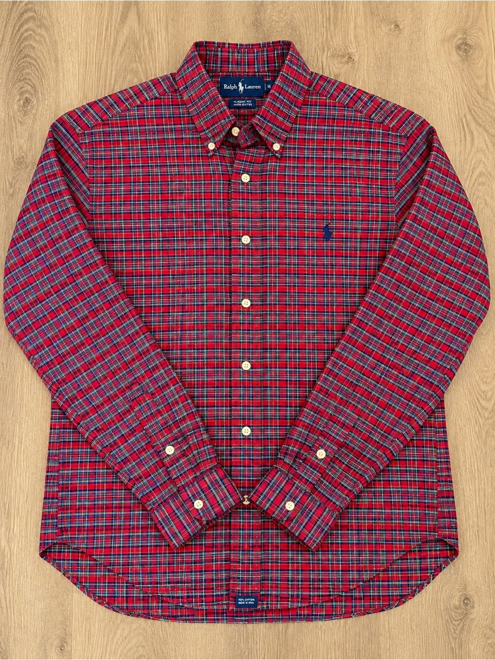Ralph Lauren Red and Navy Plaid Button-Down Shirt
